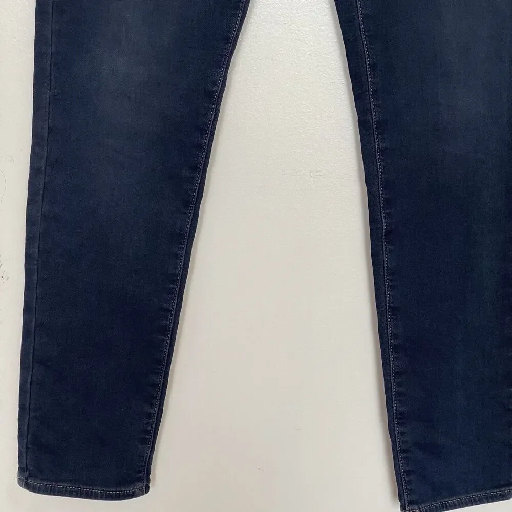 Uniqlo Womens Jeans Waist Size 27-30 Straight Leg Denim Dark Drawstring Mid Rise